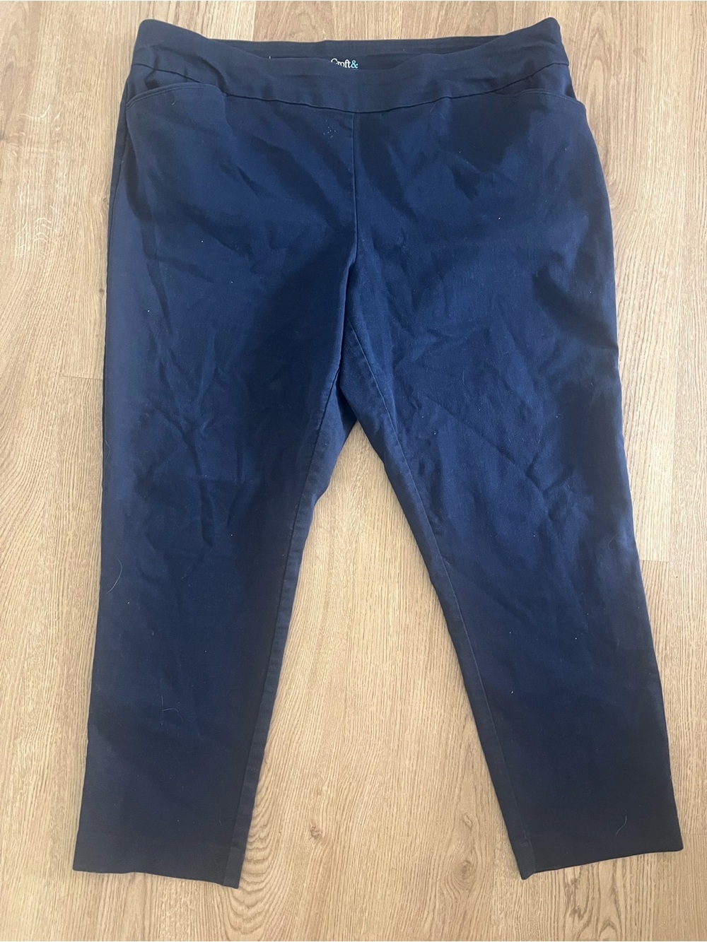 Croft & Barrow Womens The Effortless Stretch Pant 20 R Navy Blue Pull On Stretch